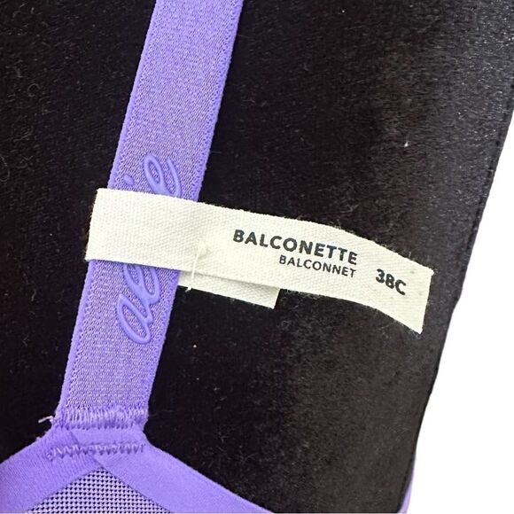 NWT Aerie 38C Smoothez Mesh Unlined Sheer Purple Balconette Bra - Picture 7 of 13